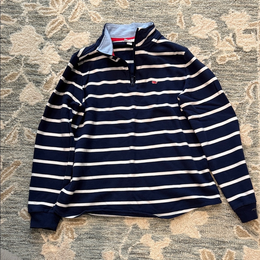 Navy and White Striped Sweatshirt